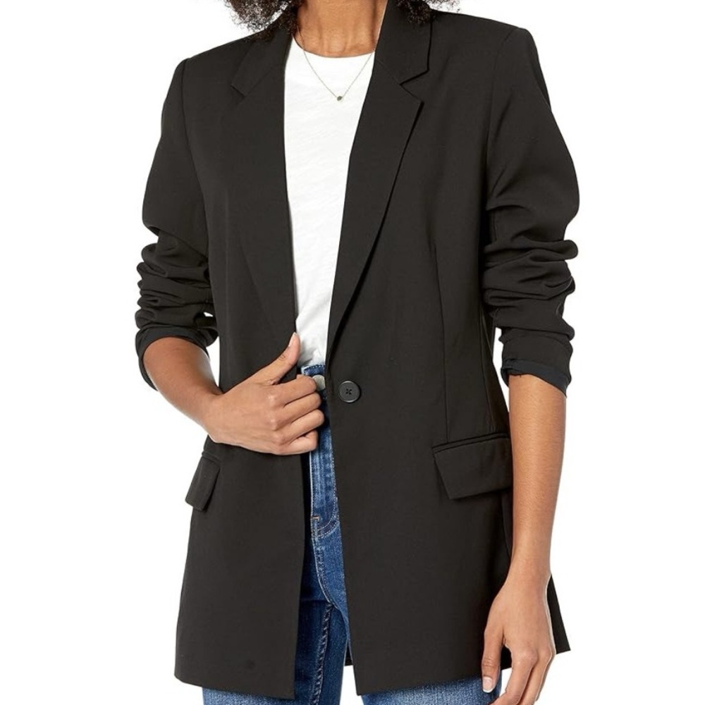 The Drop Women's Blake Long Black Single Button career Blazer